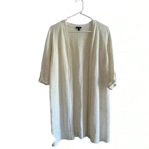 Talbots Ivory 100% Linen Sweater Long Cardigan